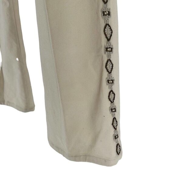 Ralph Lauren Jeans Co Southwestern Beaded High Rise Bootcut Cream Boho Size 10 - Picture 4 of 8